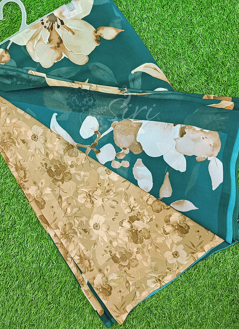 Latest Premium Digital Print Floral Georgette Saree with Blouse