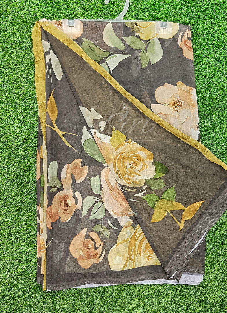 Latest Premium Digital Print Floral Georgette Saree with Blouse