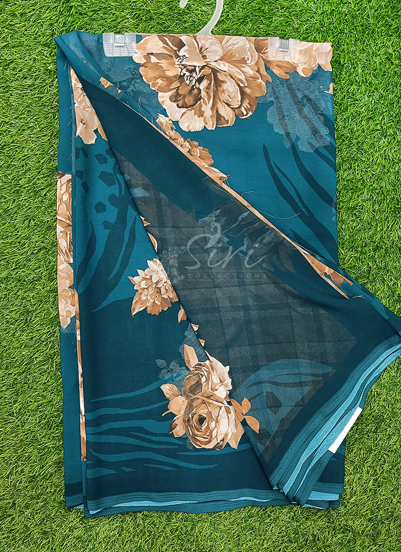 Latest Premium Digital Print Floral Georgette Saree with Blouse