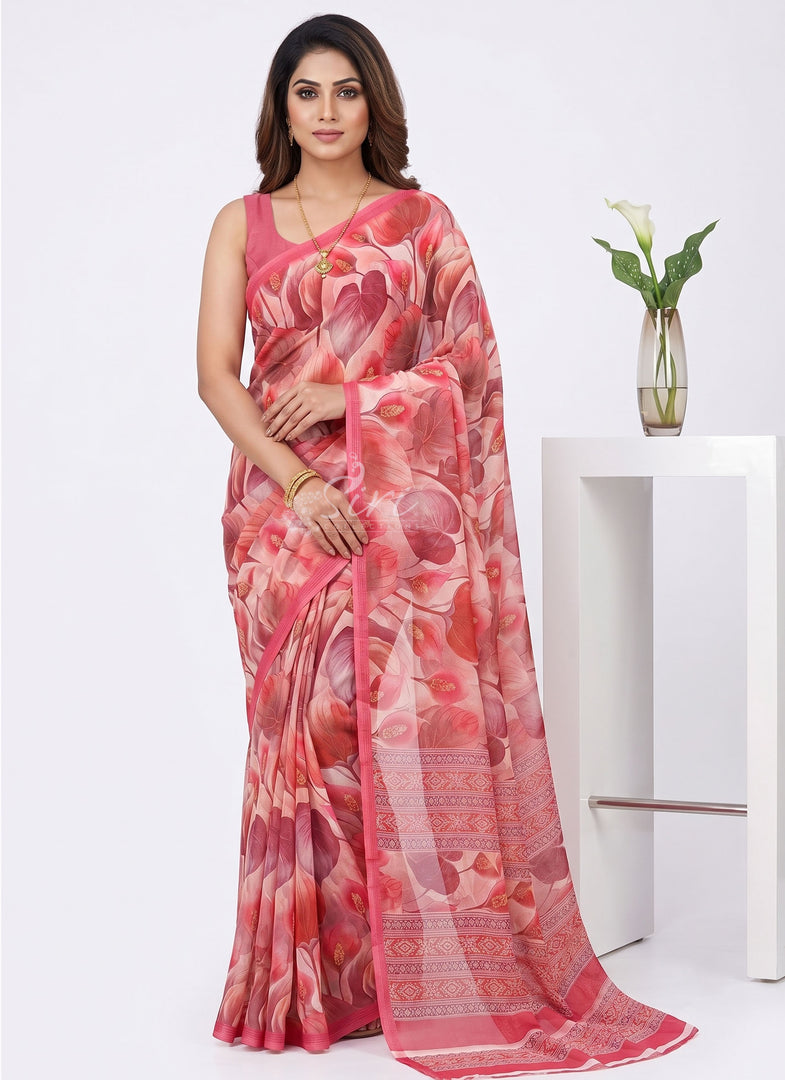 Latest Trendy Digital Print Floral Georgette Saree