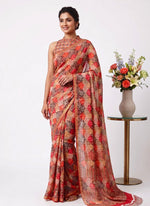 Load image into Gallery viewer, Latest Trendy Digital Print Floral Crepe Georgette Saree