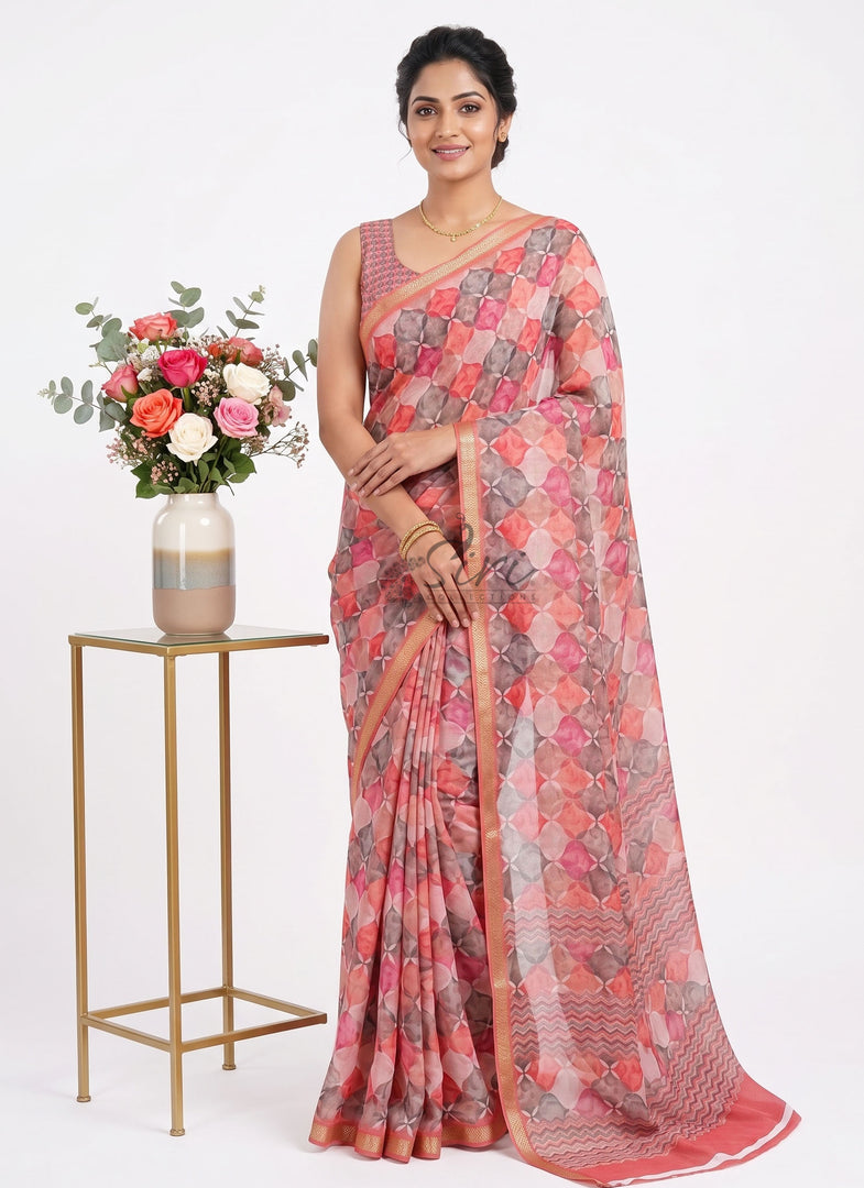 Latest Trendy Digital Print Floral Crepe Georgette Saree