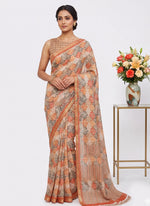 Load image into Gallery viewer, Latest Trendy Digital Print Floral Crepe Georgette Saree