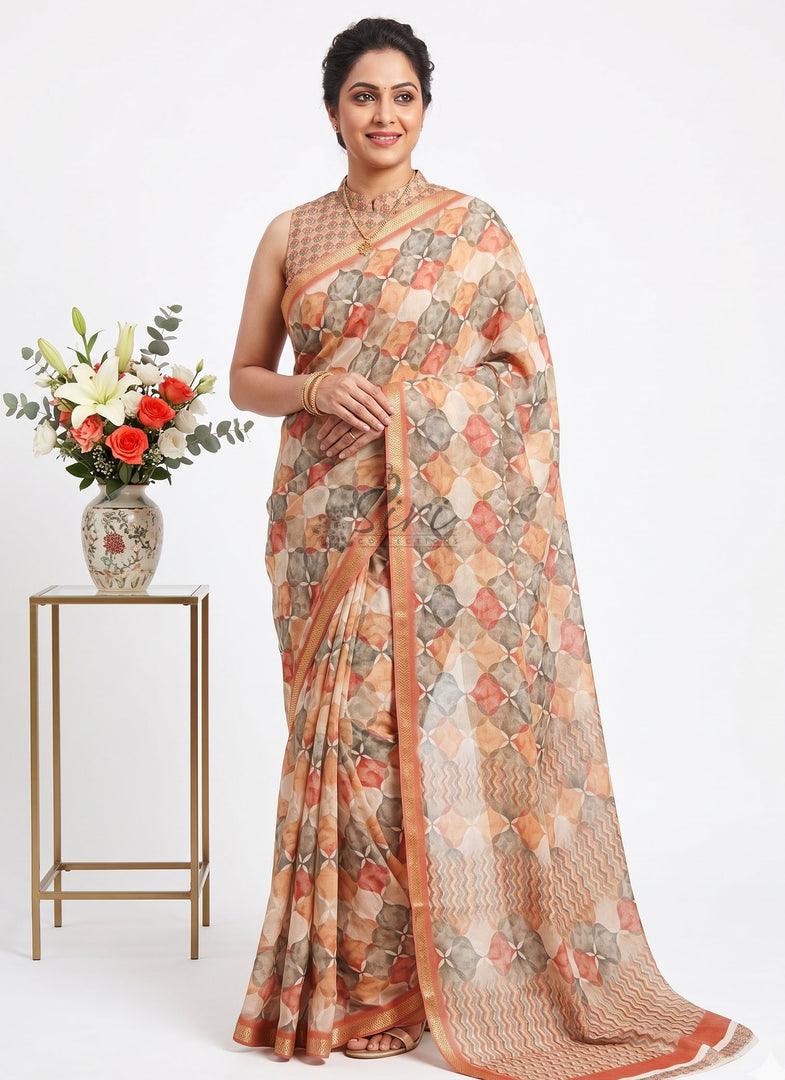 Latest Trendy Digital Print Floral Crepe Georgette Saree