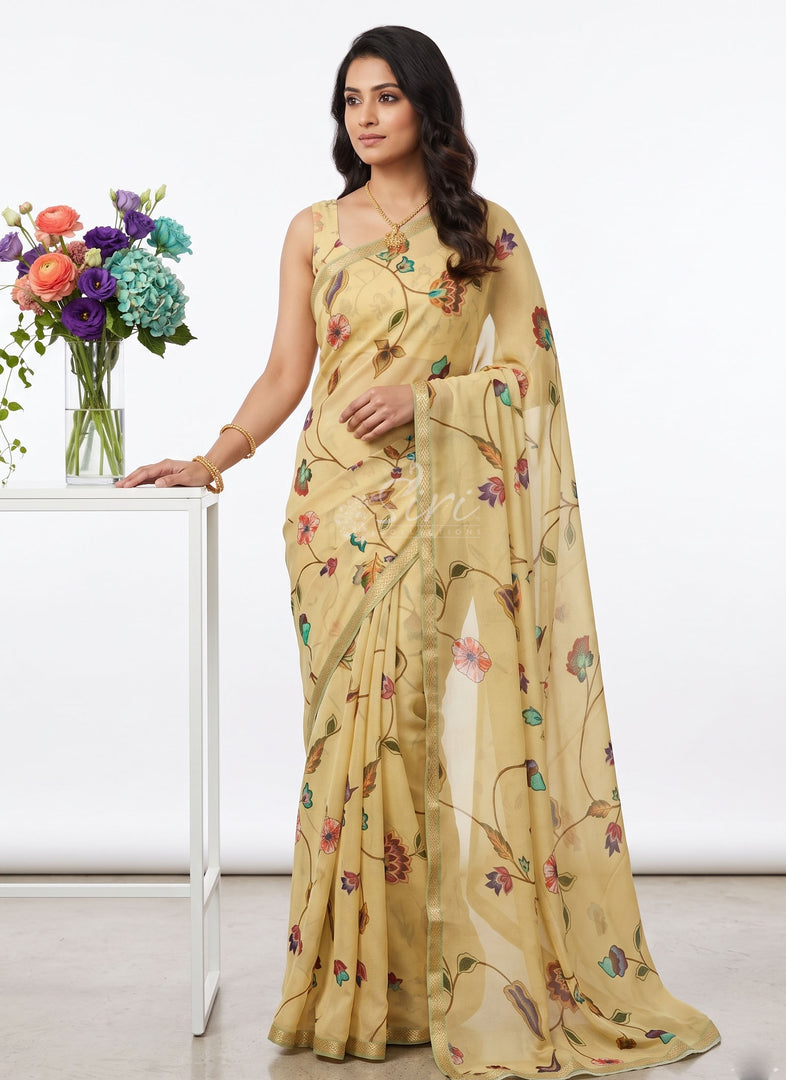 Latest Premium Digital Print Floral Georgette Saree with Blouse