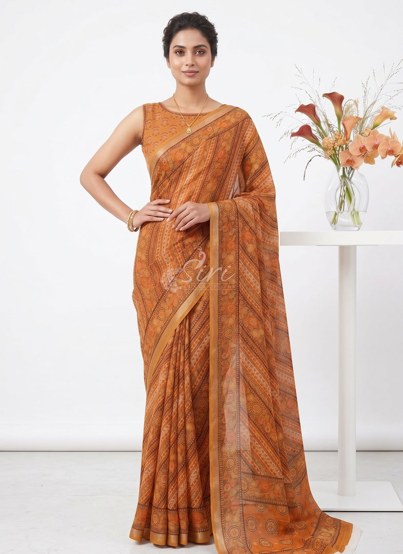 Latest Premium Digital Print Floral Georgette Saree with Blouse