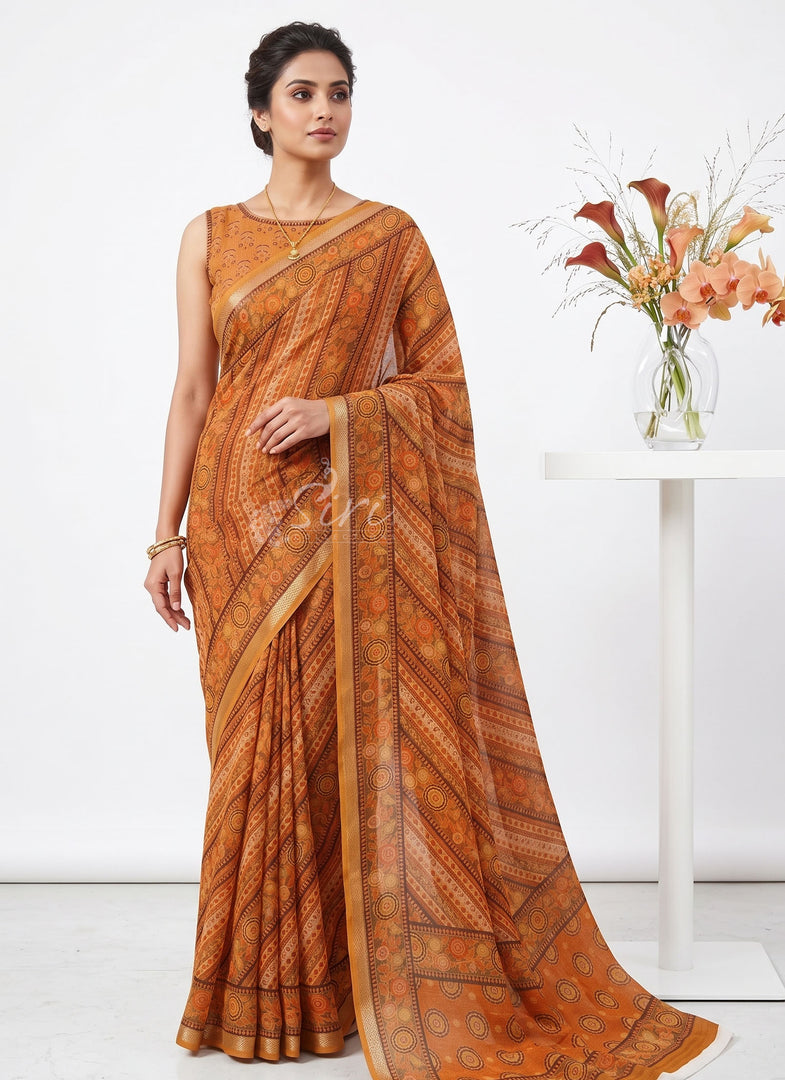 Latest Premium Digital Print Floral Georgette Saree with Blouse