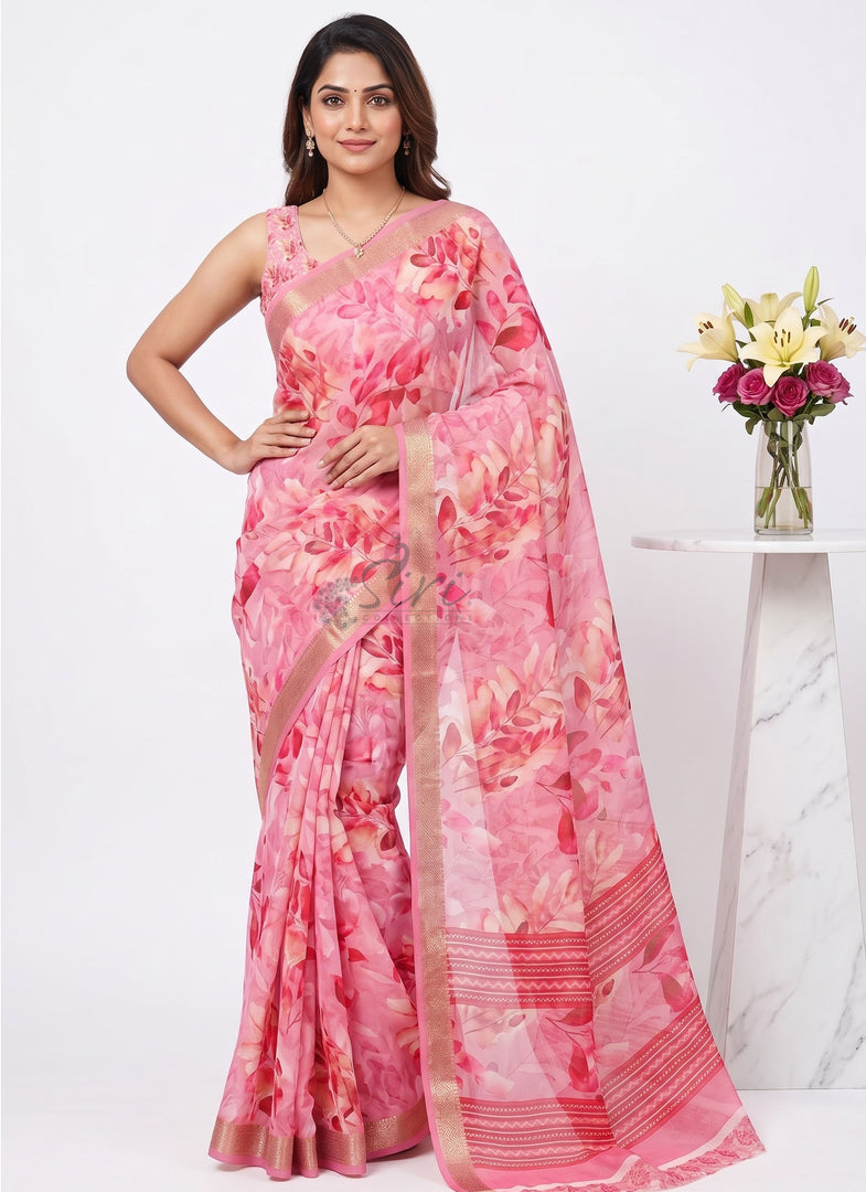 Siri Collections Premium Digital Print Georgette Saree with Blouse