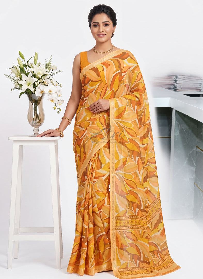 Siri Collections Premium Digital Print Georgette Saree with Blouse