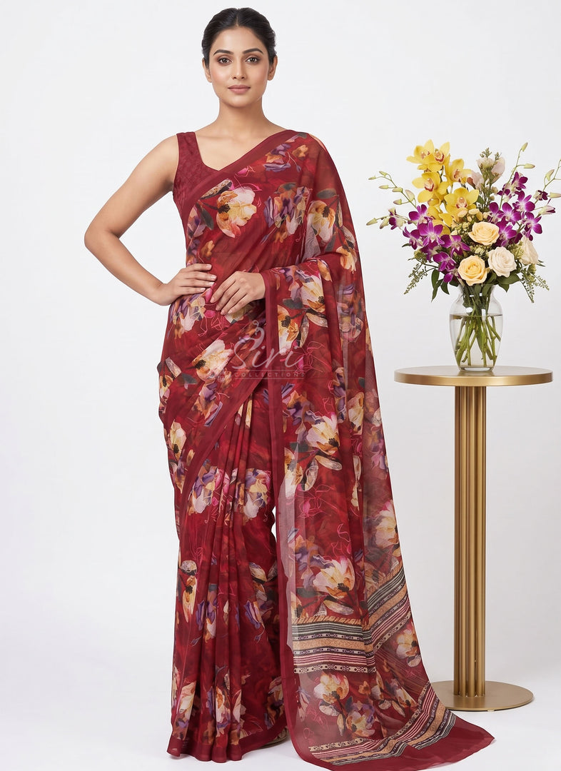 Siri Collections Premium Digital Print Georgette Saree