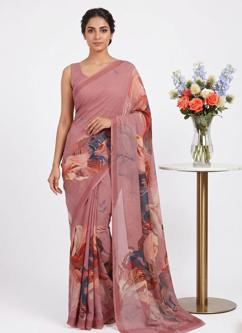 Siri Collections Premium Digital Print Georgette Saree