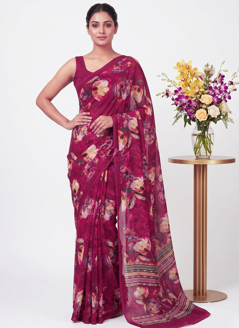 Siri Collections Premium Digital Print Georgette Saree