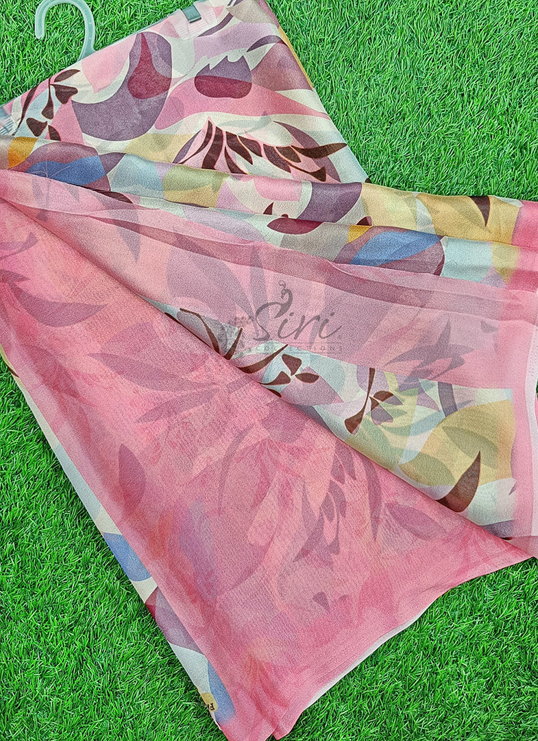Latest Beautiful Digital Print Crepe Georgette Saree