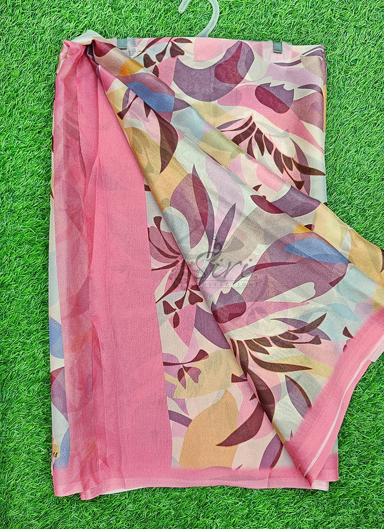 Latest Beautiful Digital Print Crepe Georgette Saree