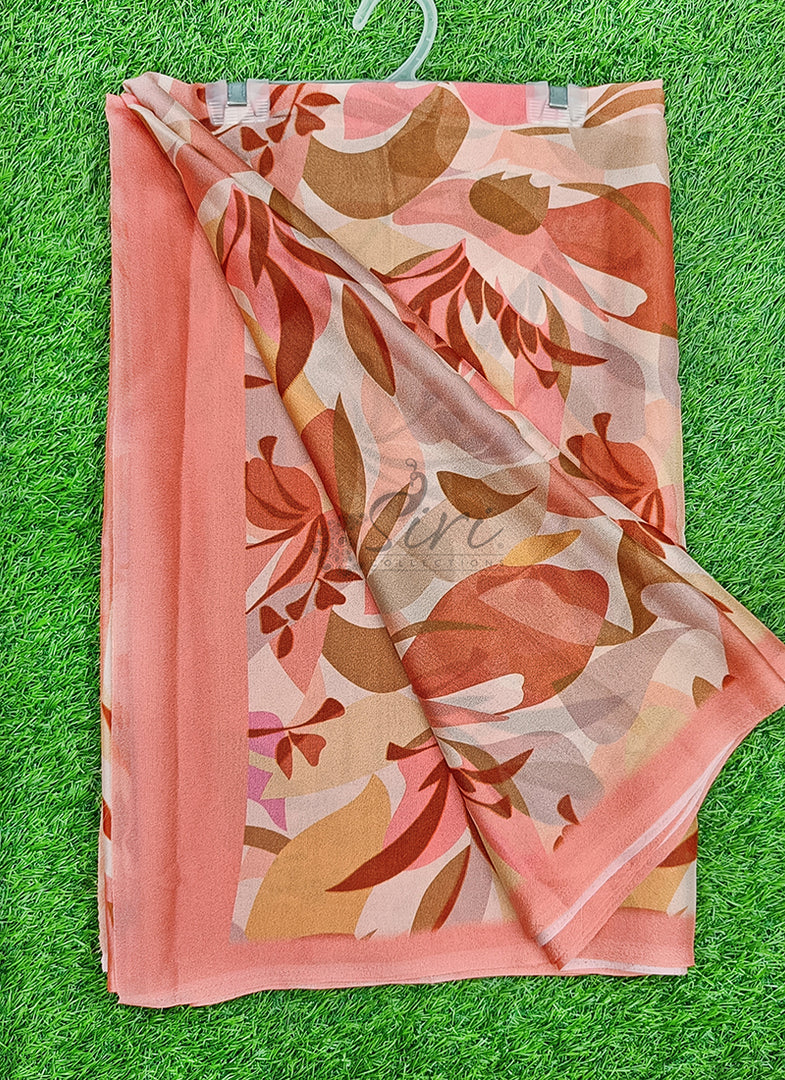 Latest Beautiful Digital Print Crepe Georgette Saree