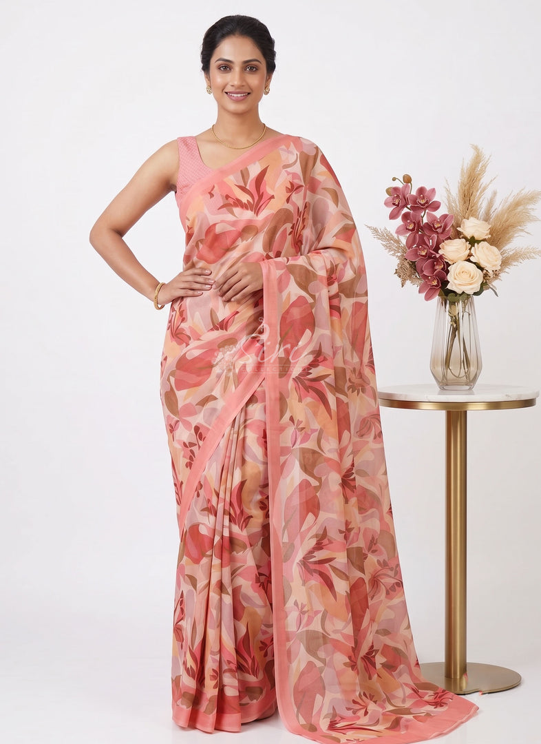 Latest Beautiful Digital Print Crepe Georgette Saree