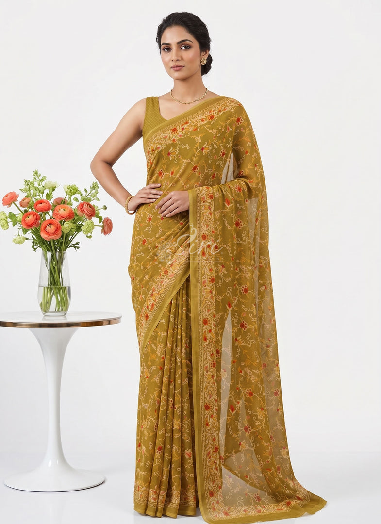 Latest Beautiful Digital Print Crepe Georgette Saree