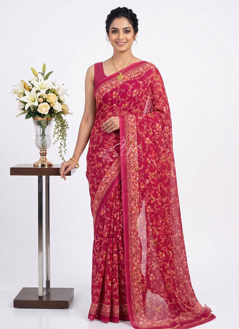 Latest Beautiful Digital Print Crepe Georgette Saree