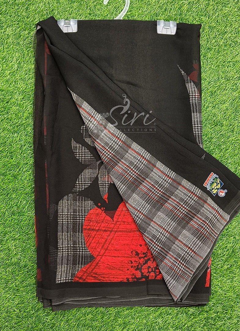 Trendy Beautiful Digital Print Georgette Saree
