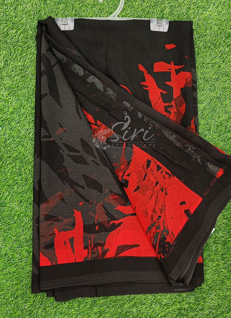 Trendy Beautiful Digital Print Georgette Saree