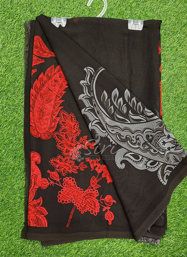Trendy Beautiful Digital Print Georgette Saree