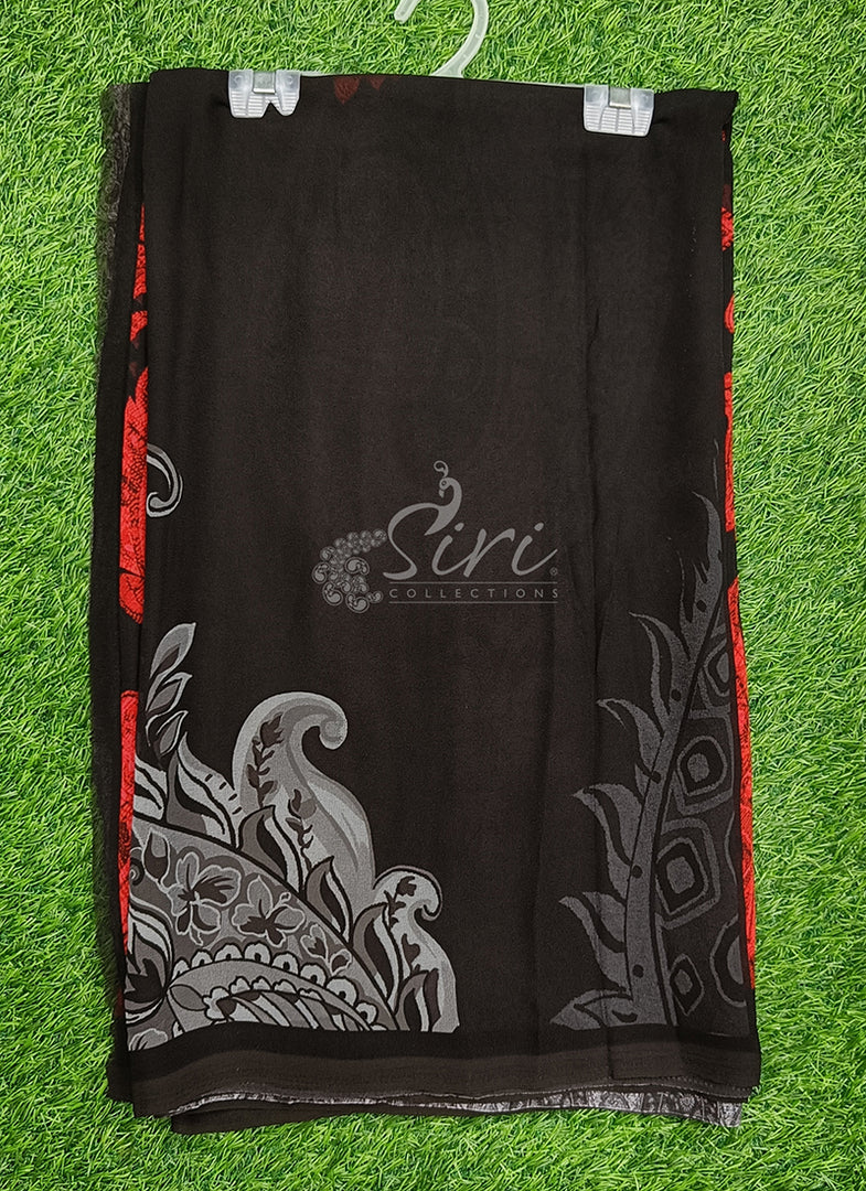 Trendy Beautiful Digital Print Georgette Saree