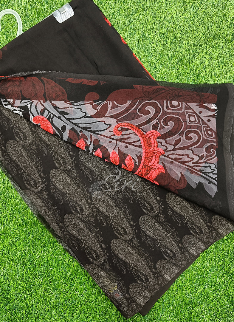 Trendy Beautiful Digital Print Georgette Saree