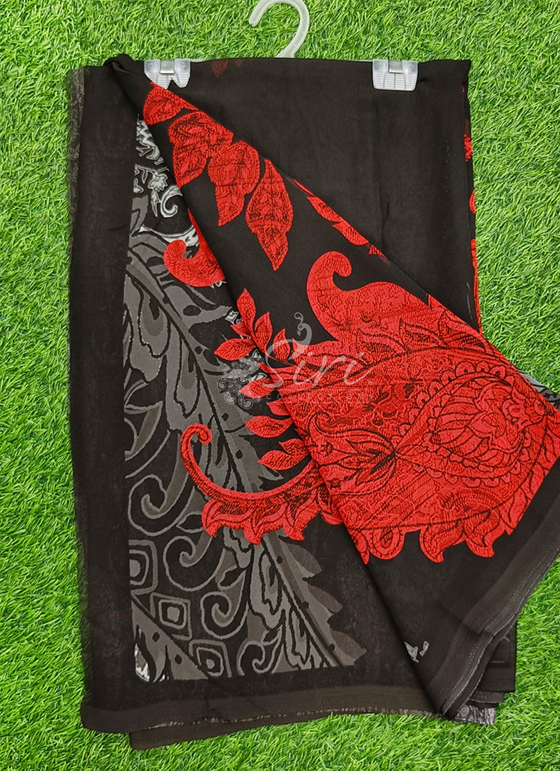 Trendy Beautiful Digital Print Georgette Saree