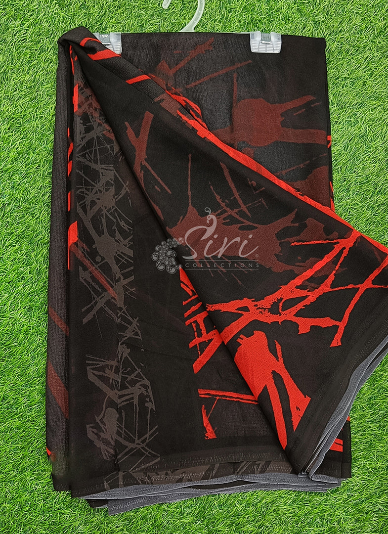 Trendy Beautiful Digital Print Georgette Saree