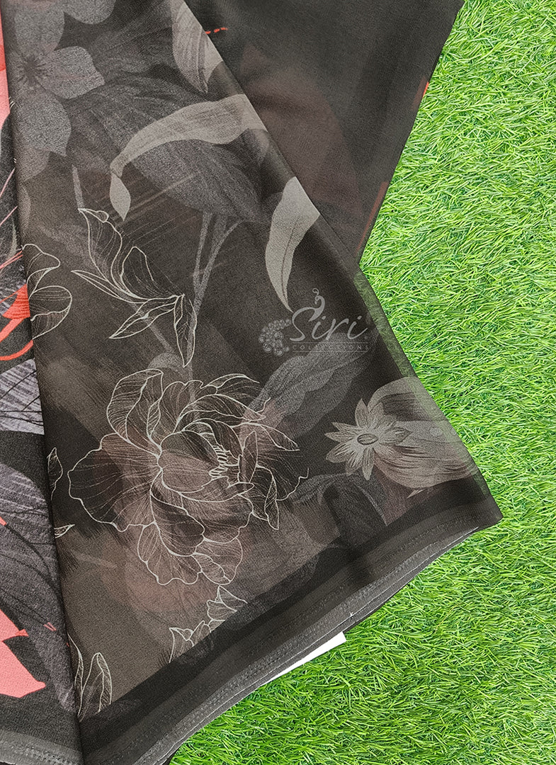 Trendy Beautiful Digital Print Georgette Saree