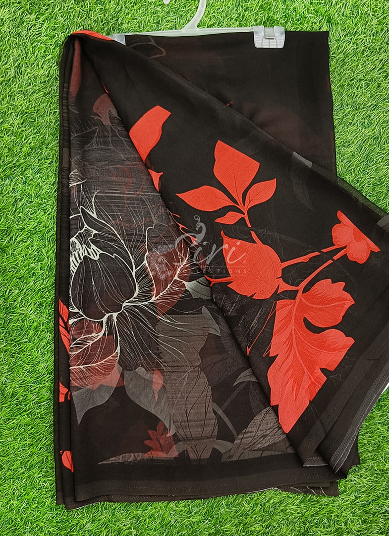 Trendy Beautiful Digital Print Georgette Saree