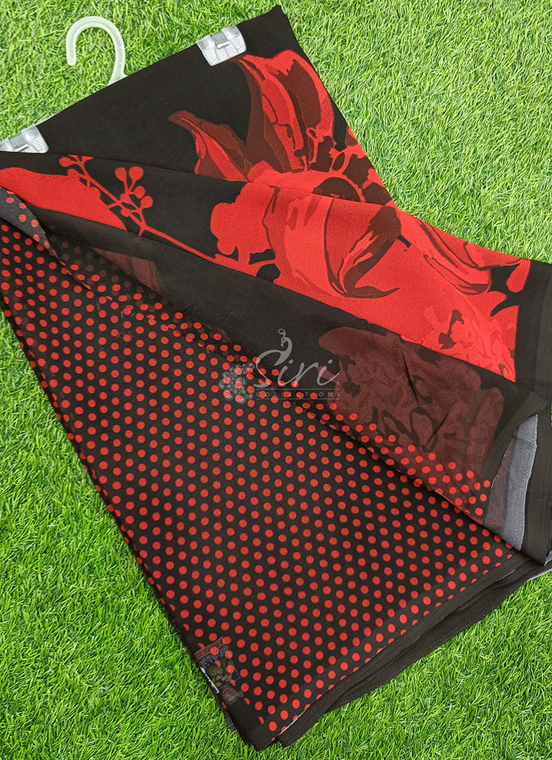 Trendy Beautiful Digital Print Georgette Saree