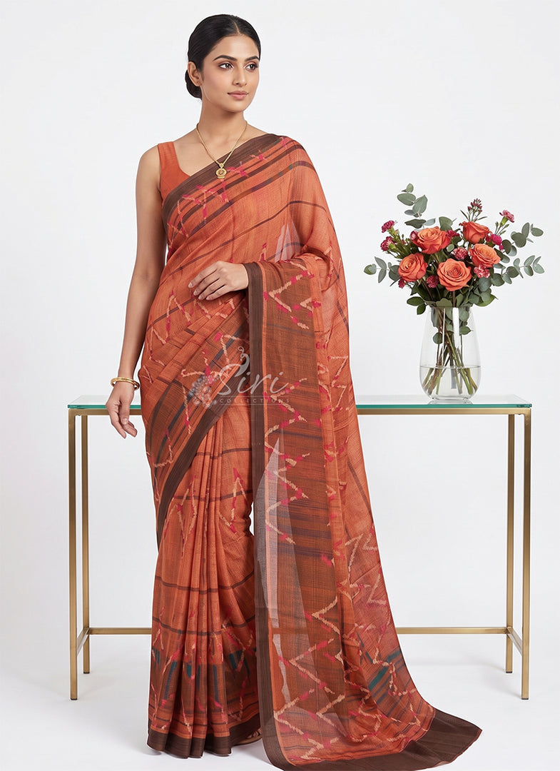 Trendy Digital Print Georgette Saree in Fine Shimmer Stripes