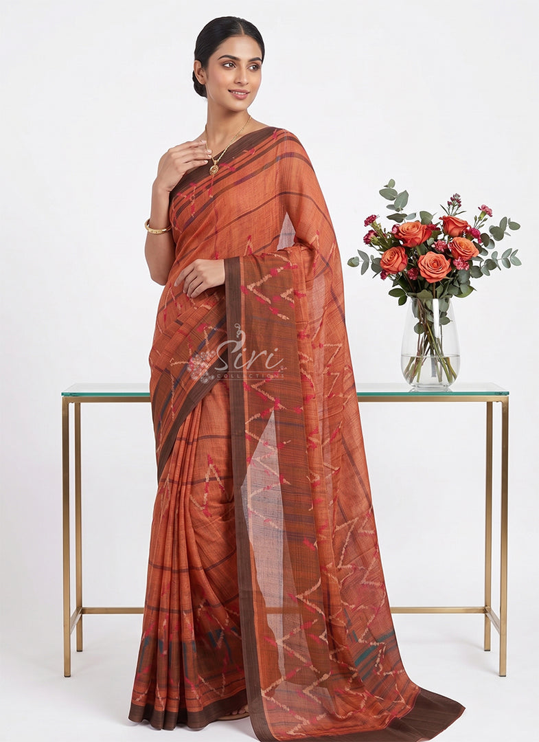 Trendy Digital Print Georgette Saree in Fine Shimmer Stripes