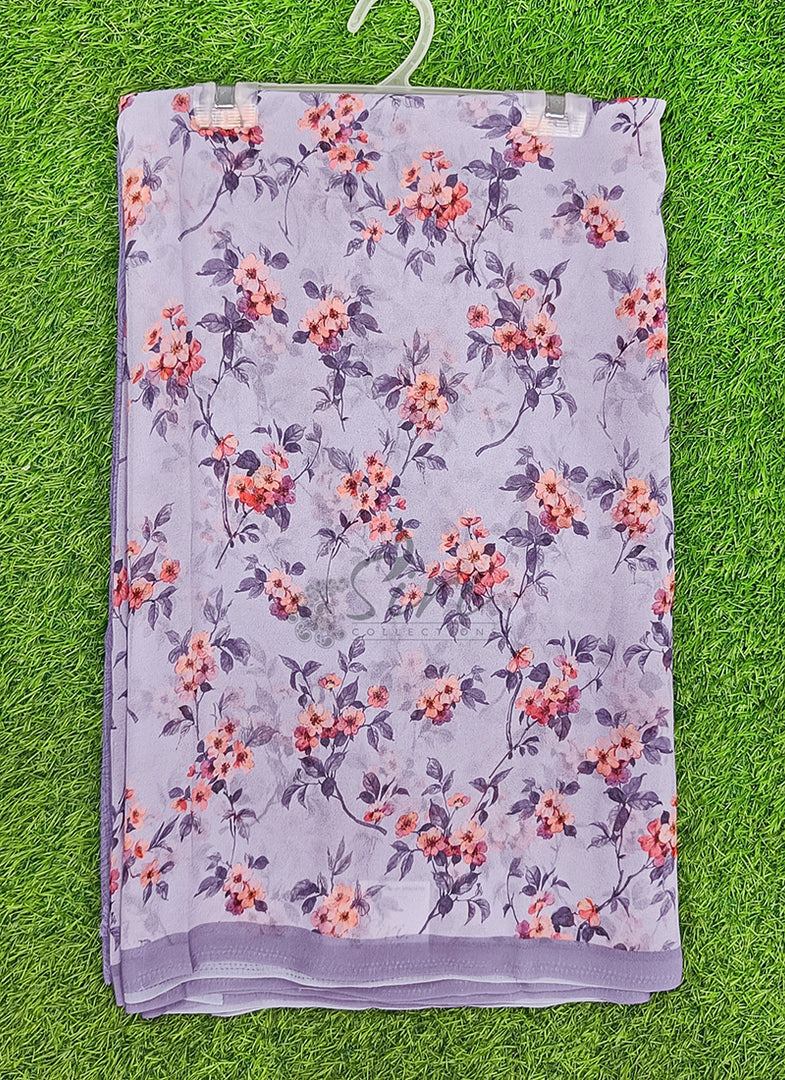 Trendy Floral Digital Print Georgette Saree