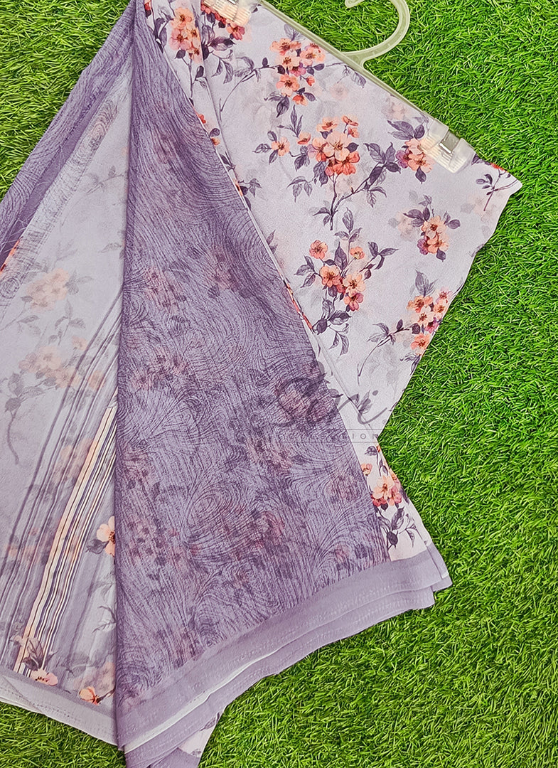 Trendy Floral Digital Print Georgette Saree