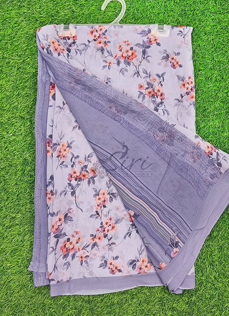 Trendy Floral Digital Print Georgette Saree