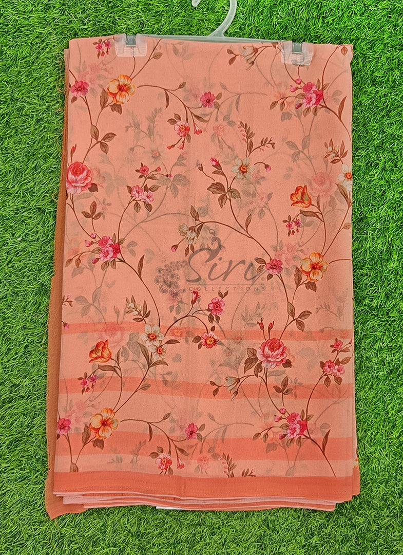 Trendy Floral Digital Print Georgette Saree