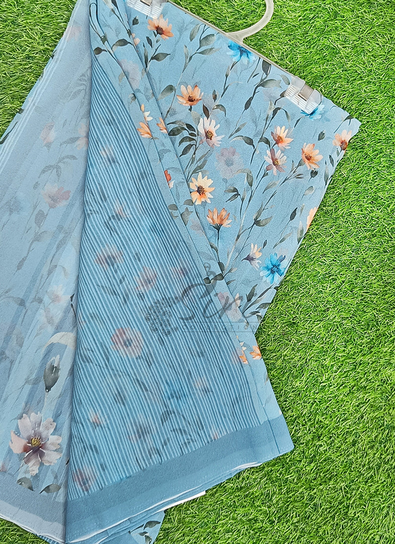 Latest Beautiful Digital Print Floral Georgette Saree