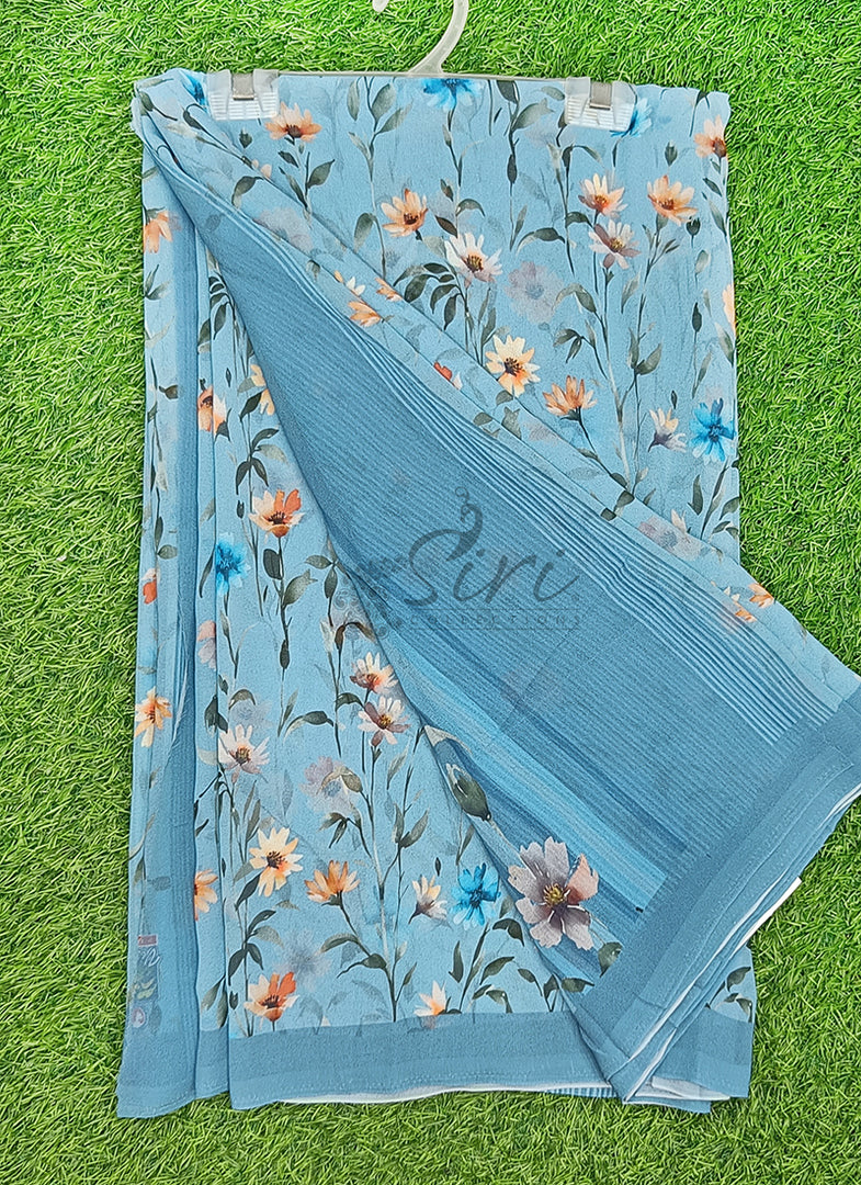 Latest Beautiful Digital Print Floral Georgette Saree