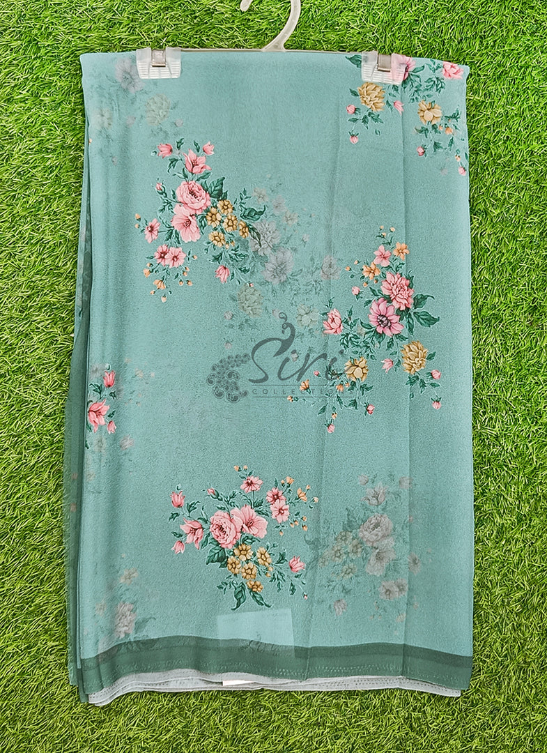 Trendy Floral Digital Print Georgette Saree