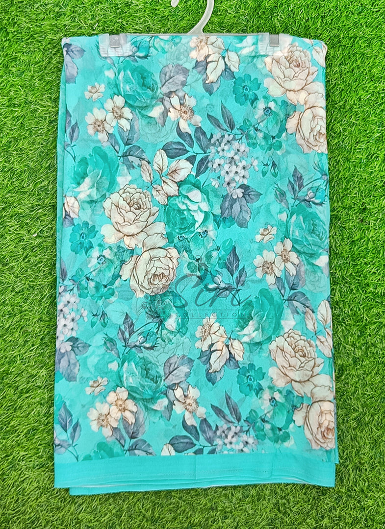 Trendy Floral Digital Print Georgette Saree