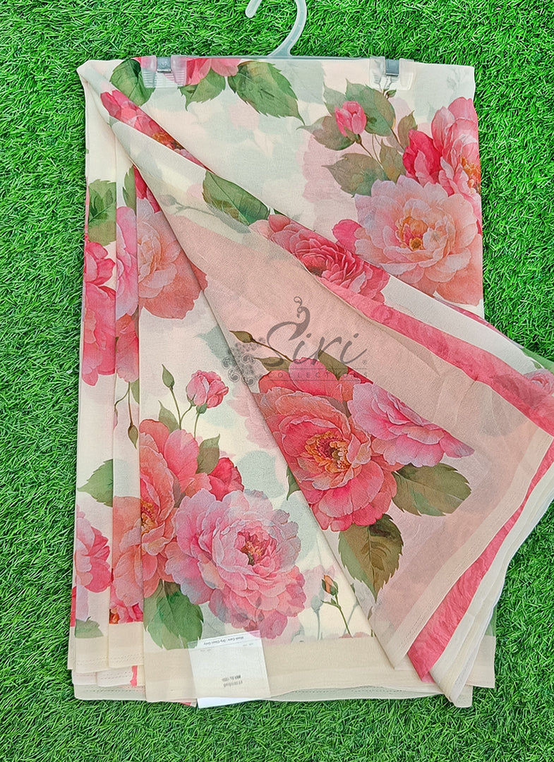 Trendy Floral Digital Print Georgette Saree