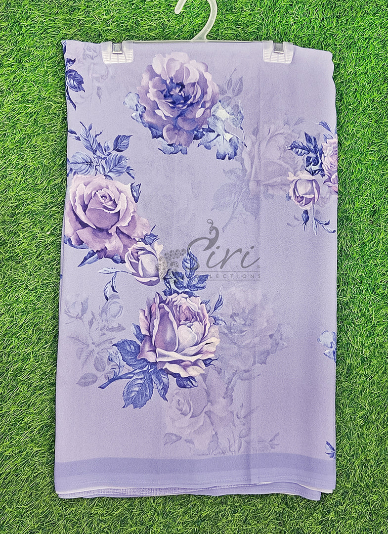 Trendy Floral Digital Print Georgette Saree