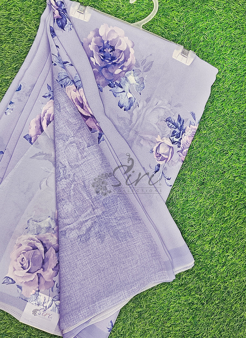 Trendy Floral Digital Print Georgette Saree