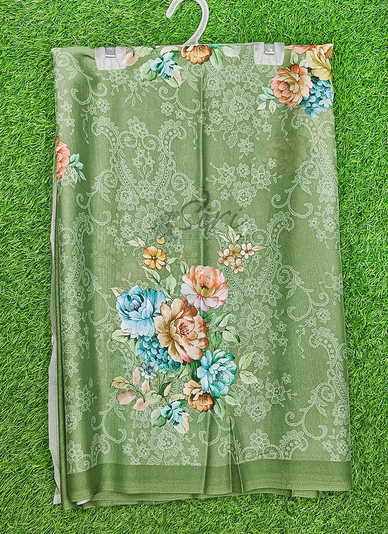 Trendy Floral Digital Print Crepe Georgette Saree