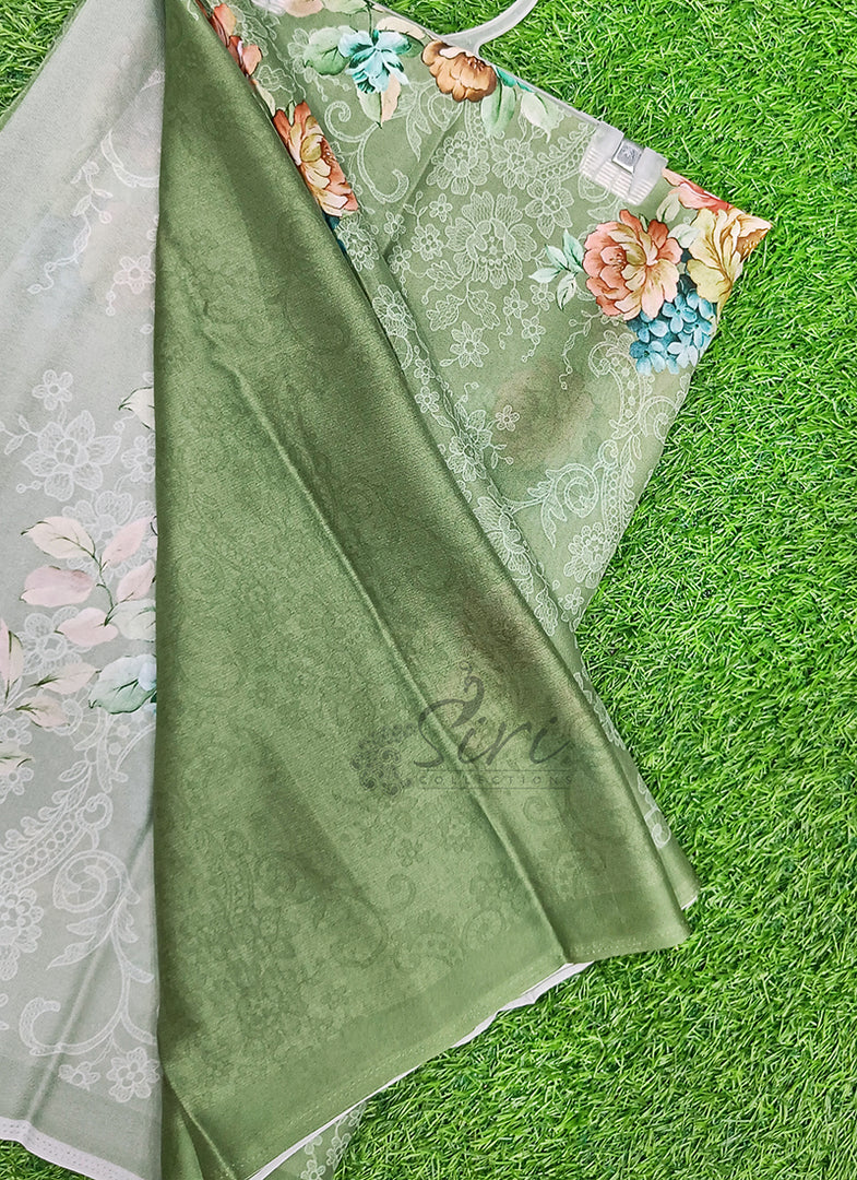 Trendy Floral Digital Print Crepe Georgette Saree