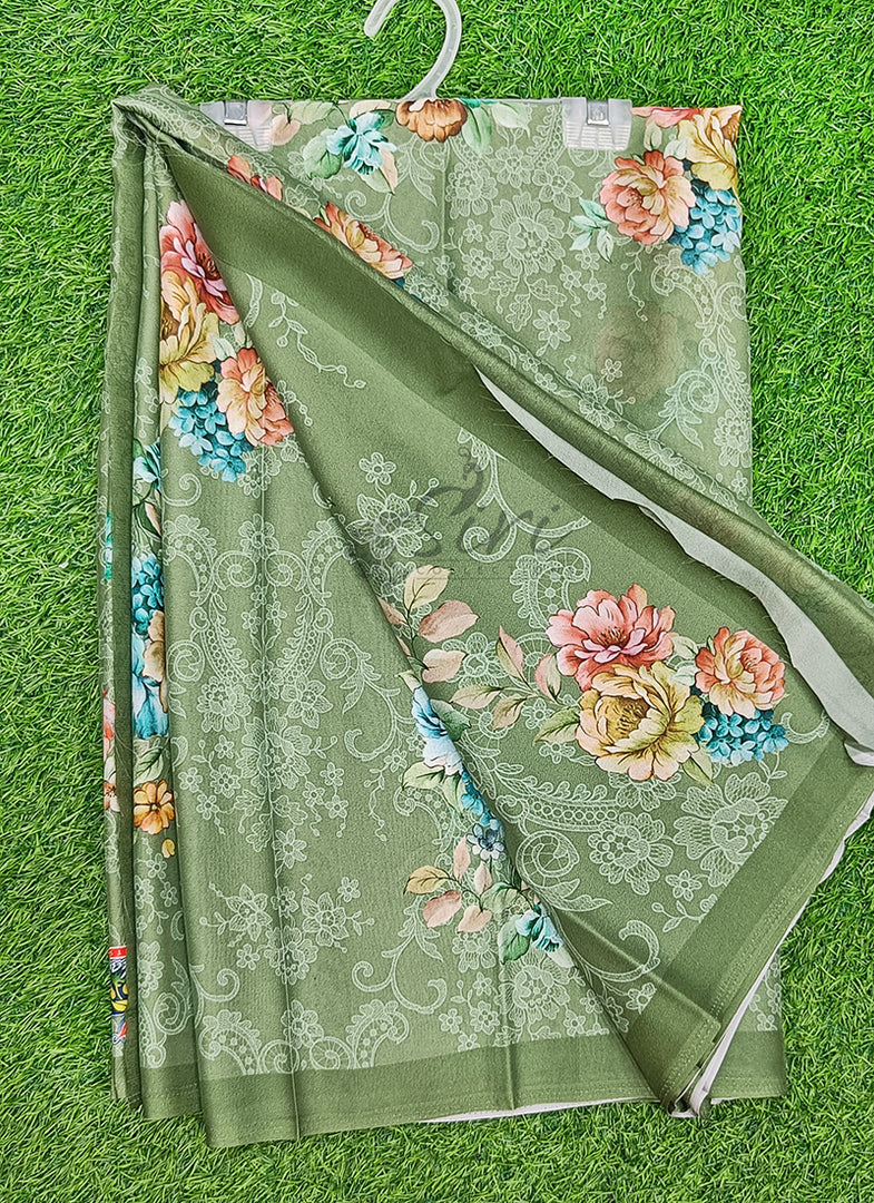 Trendy Floral Digital Print Crepe Georgette Saree