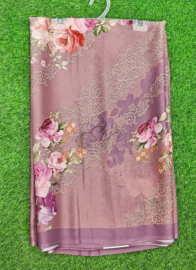 Trendy Floral Digital Print Crepe Georgette Saree