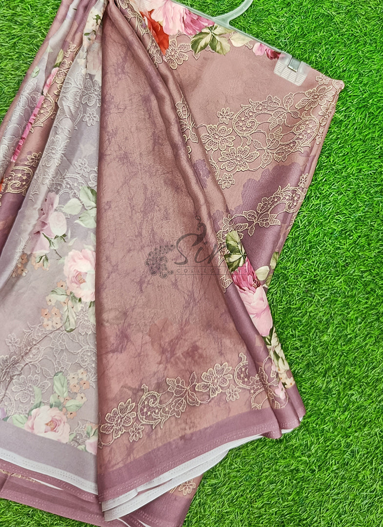 Trendy Floral Digital Print Crepe Georgette Saree